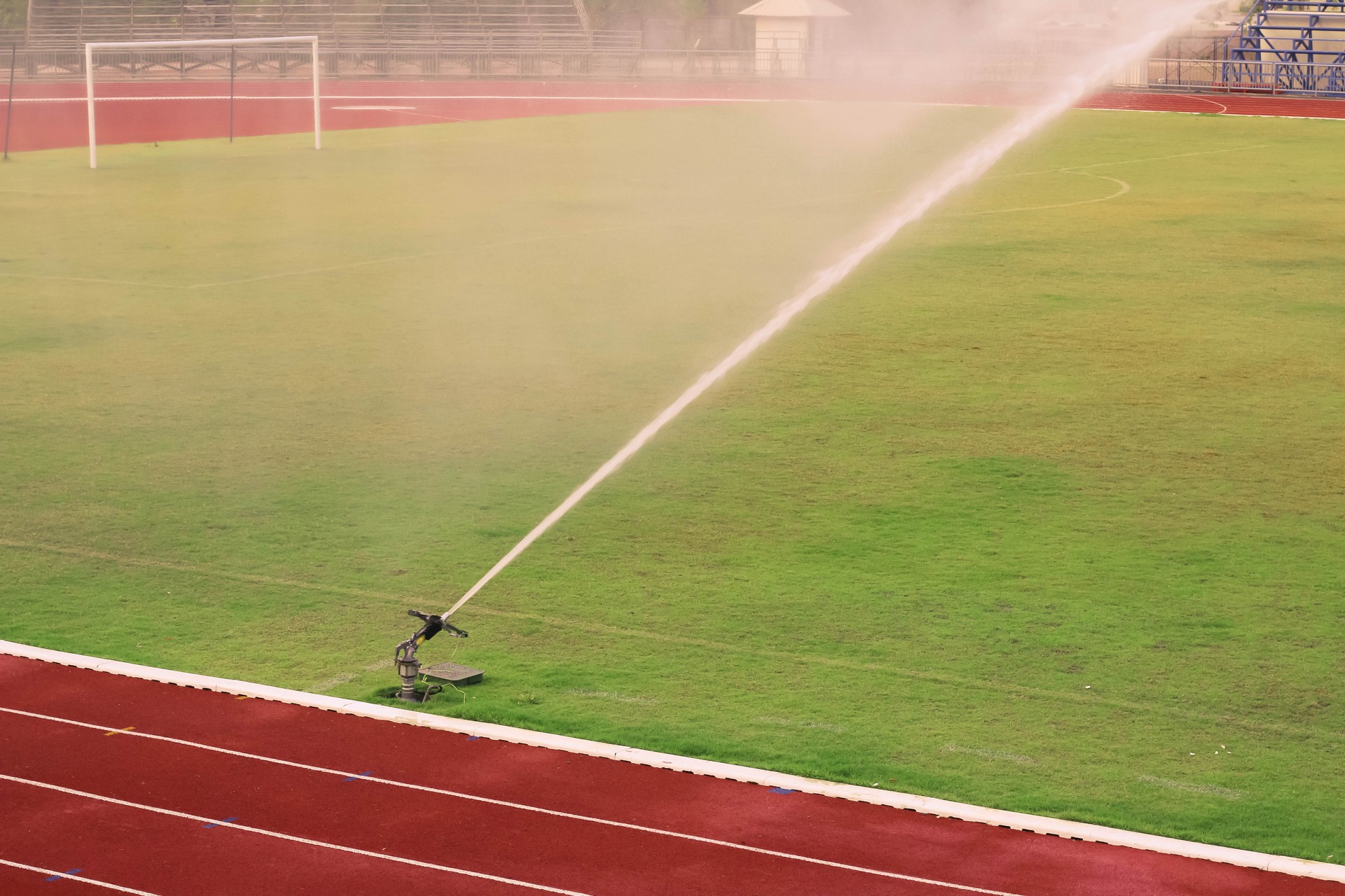 Watering the football field